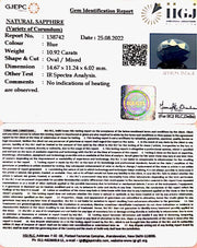10.92/CT Natural Blue Sapphire with Govt Lab Certificate-(2331)